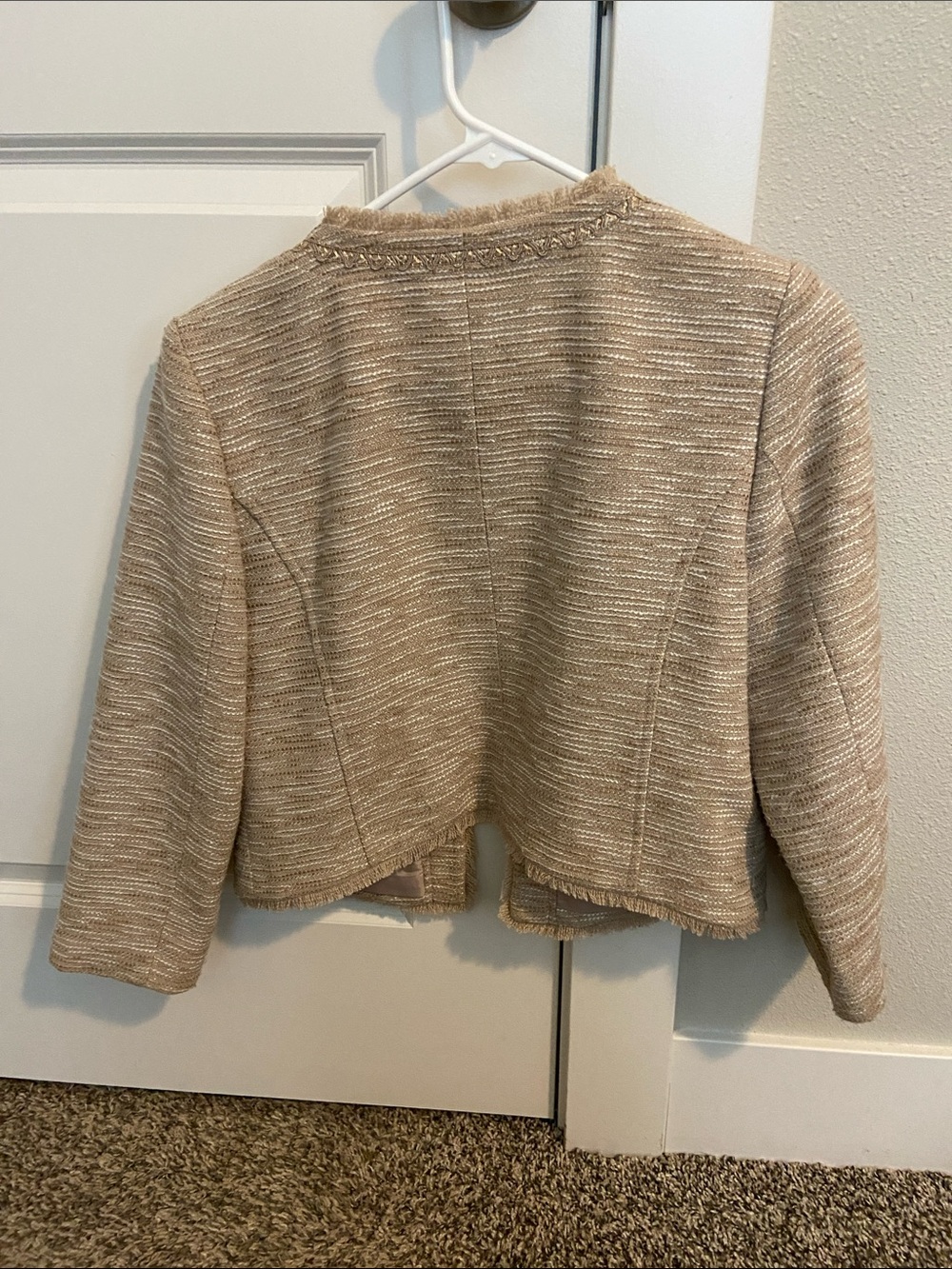 Frenchi Beige Tweed Cropped Blazer - Picture 3 of 4